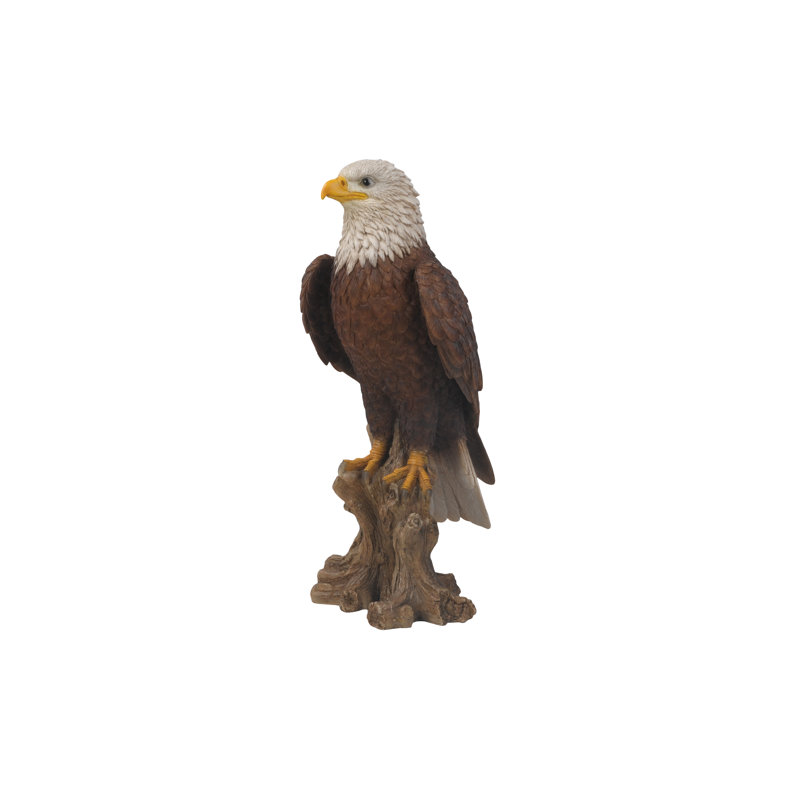 Statue aigle à tête blanche sur souche, H 15,5 po x l 6,3 po