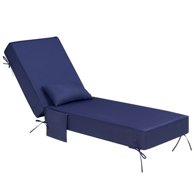 26.5'' W x 80'' D x 6'' H Outdoor Chaise Lounge Seat / Back Cushion with Pillow and Pocket