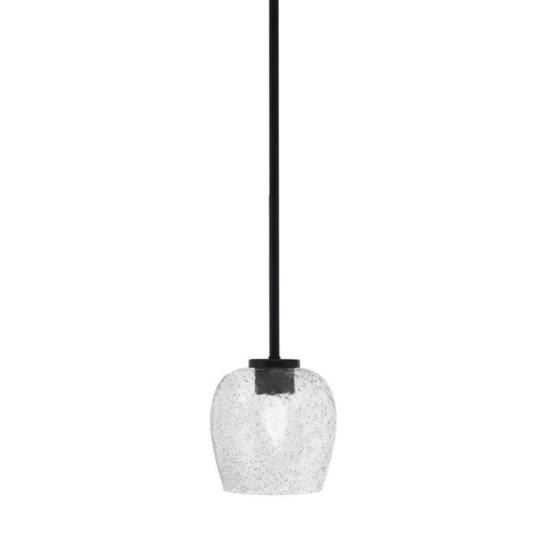 Mini-luminaire suspendu 1 lumière Amarmula, finition noir mat, abat-jour double en métal chromé 7 po, Transparent/noir