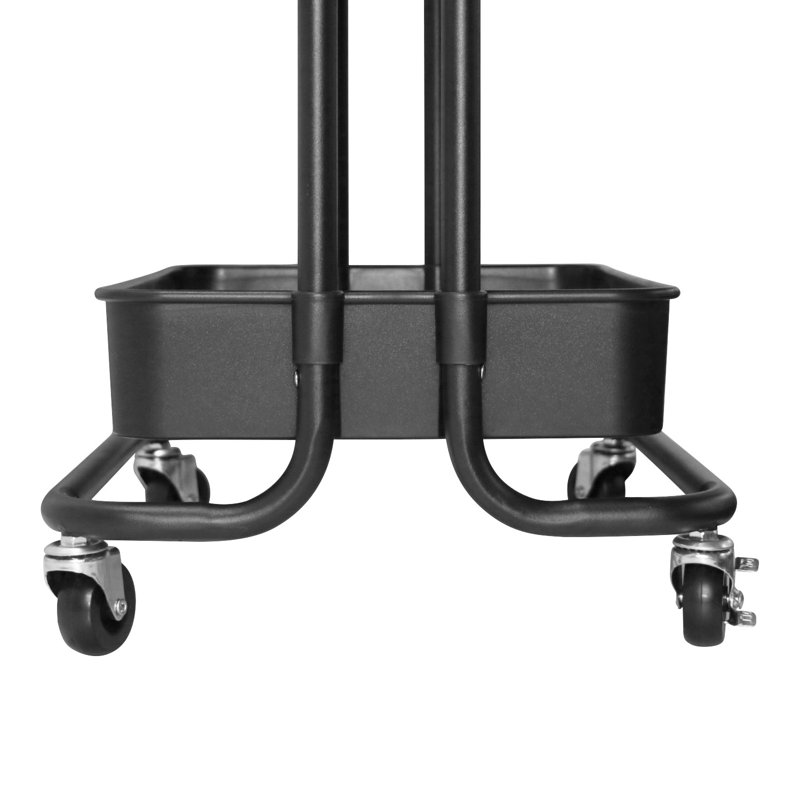 4 Tier Utility Cart Rolling Metal Organization Cart with Table Top & 3 Hanging Cups & Lockable Wheels, Multifunctional Storage Baskets for Kitchen Living Room Office