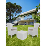 Outdoor Lounge Set Napoli, Garden Set With 2 Armchairs And 1 Container Table, Rattan Effect Sitting Area