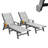 HDPE & PVC-coated polyester Outdoor Chaise Loungers with Arms, 5-Position Adjustable Backrest, Wheeled, Hidden Cup Holders, Set of 2-2004930697