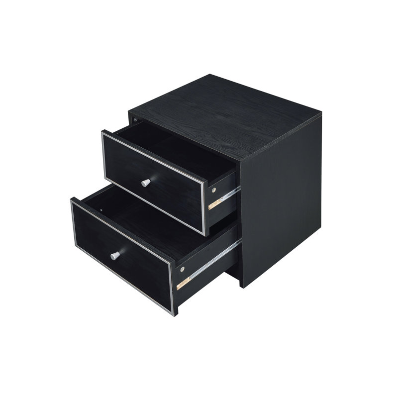 Stylish Black & Silver Accent Table With Generous Internal Storage Space Practical Solutions