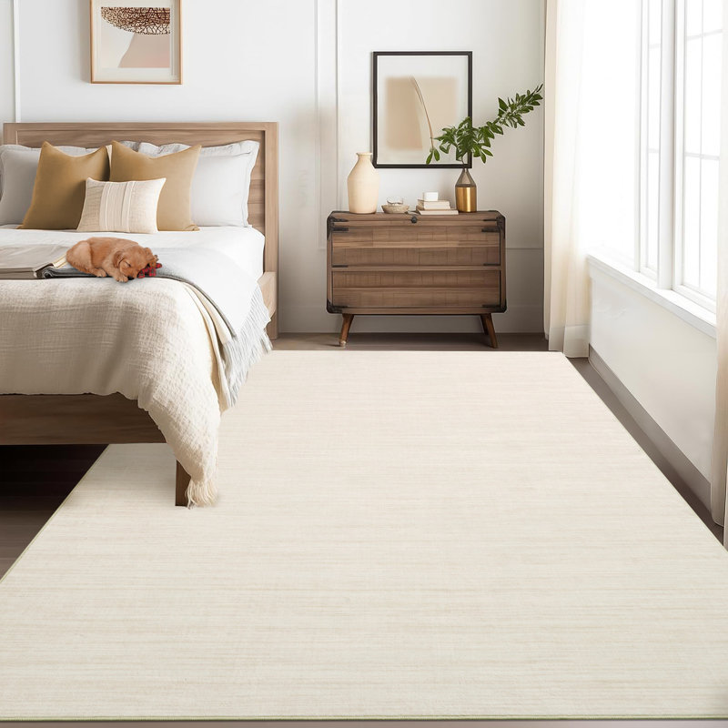 Tapis lavable à la machine avec envers en TPR antidérapant, tapis minimaliste pour salon, Rectangle 9 pi x 12 pi