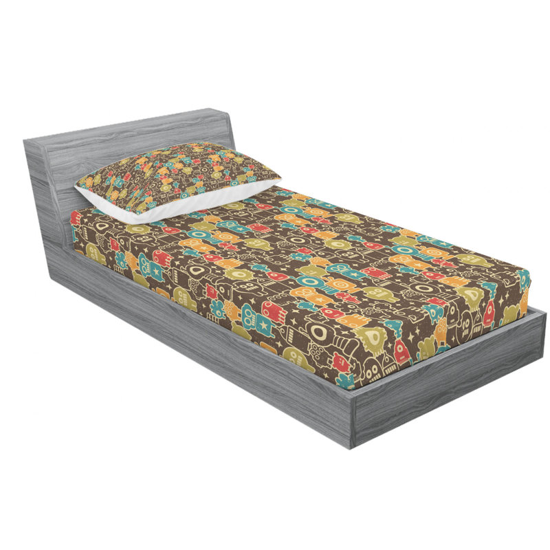 Microfiber Geometric Sheet Set, Twin XL Sheet Set with Fitted Sheet