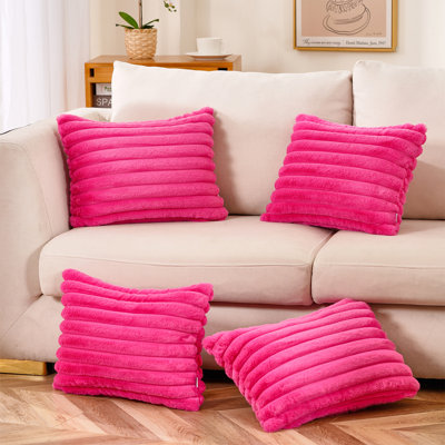  Striped Faux Fur Throw Pillow