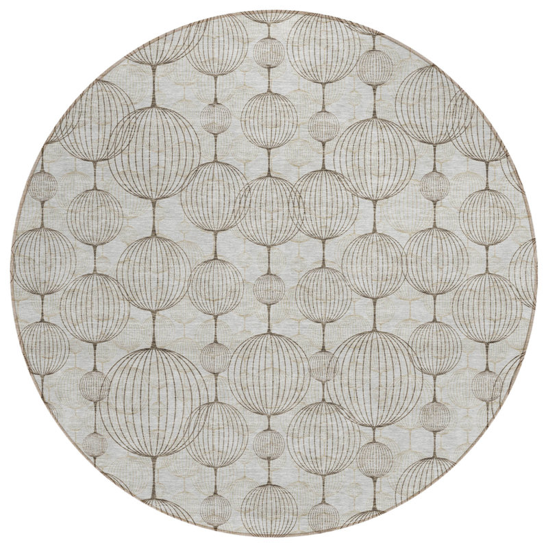 Tapis rond 8 po beige et brun