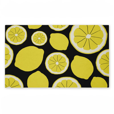 Tapis de porte d'extérieur à motif de citron Lque, par Anna Quach, 18 po x 30 po