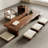 Nut-brown Solid Wood Rectangular Coffee Table-108974043