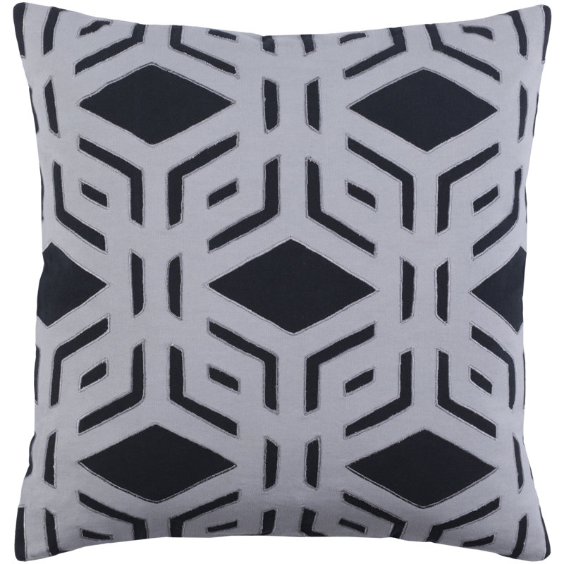Millbrook Geometric Cotton Throw Pillow, Black/Medium Gray, 22" H x 22" W x 4" D