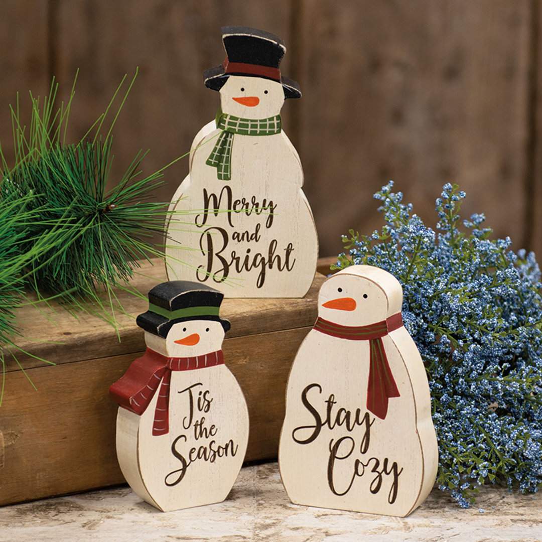 3 Piece Tis The Season Reversible Chunky Snowman Sitters Set The Holiday Aisle®