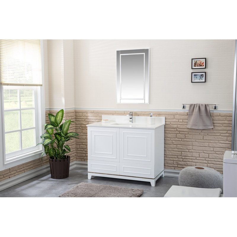 Ensemble de meuble-lavabo avec miroir 41,3 "Chanty, Blanc