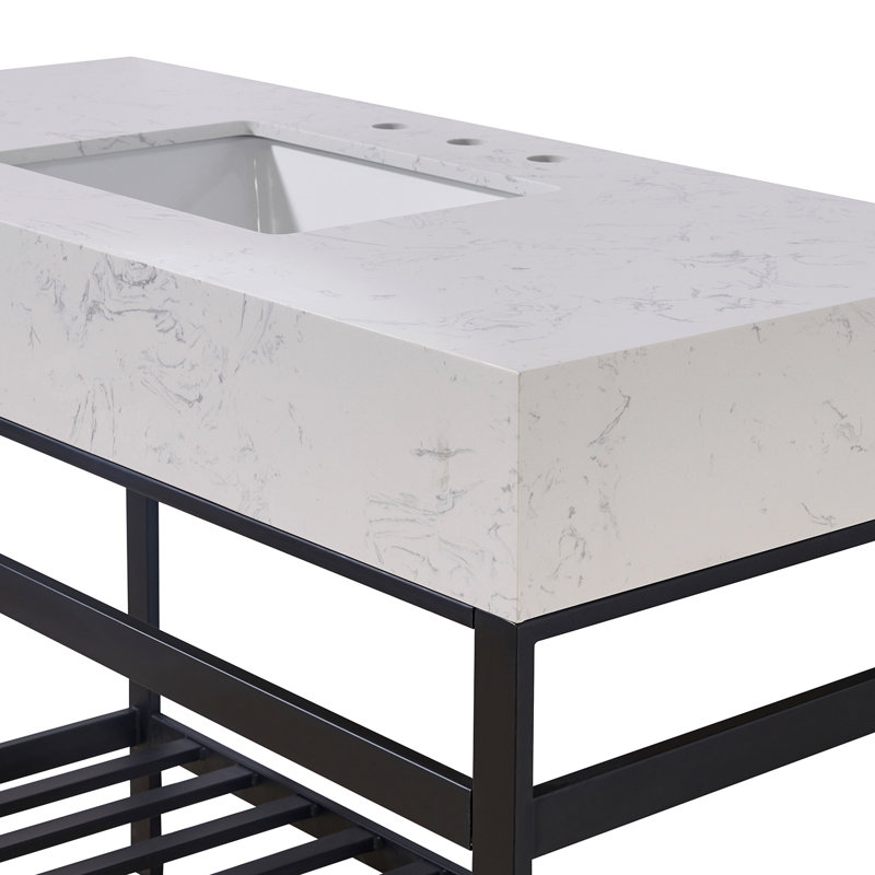 48" Aosta White Composite Stone Vanity Top with Sink