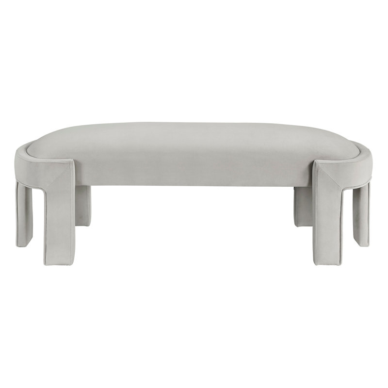 Modern Style Taupe Velvet Upholstered Bench, Plywood Structure, High - Density Foam Cushion, 300Lbs Weight Capacity For Entrance Decor Fashionable Fabric Frame, Foam, Load Home Seating