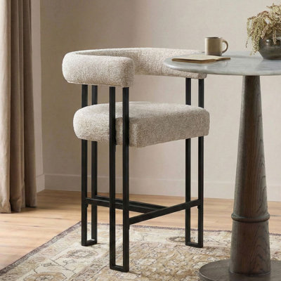 24" Upholstered Tweed Solid Back Counter Stool