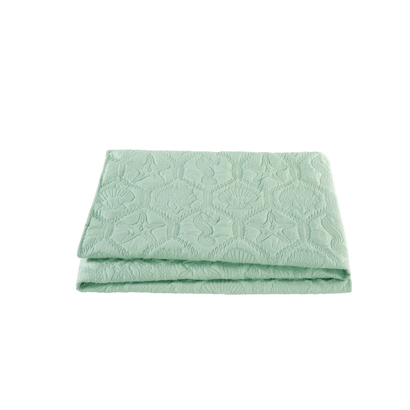 Mint Green Microfiber Full Reversible Coastal Quilt Set