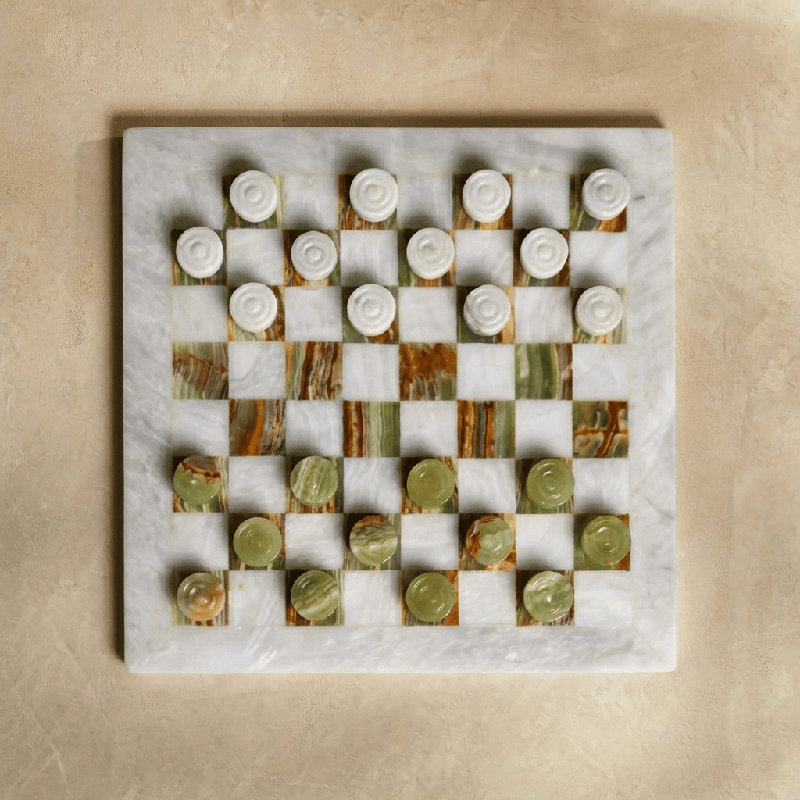 Marble Cultures Marble Backgammon & Checkers Set