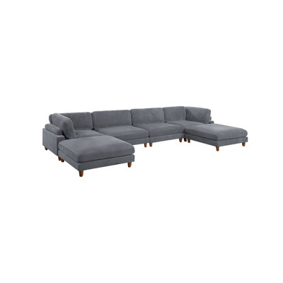 Ensemble de canapé modulaire en velours côtelé 6 pièces Contemporary
