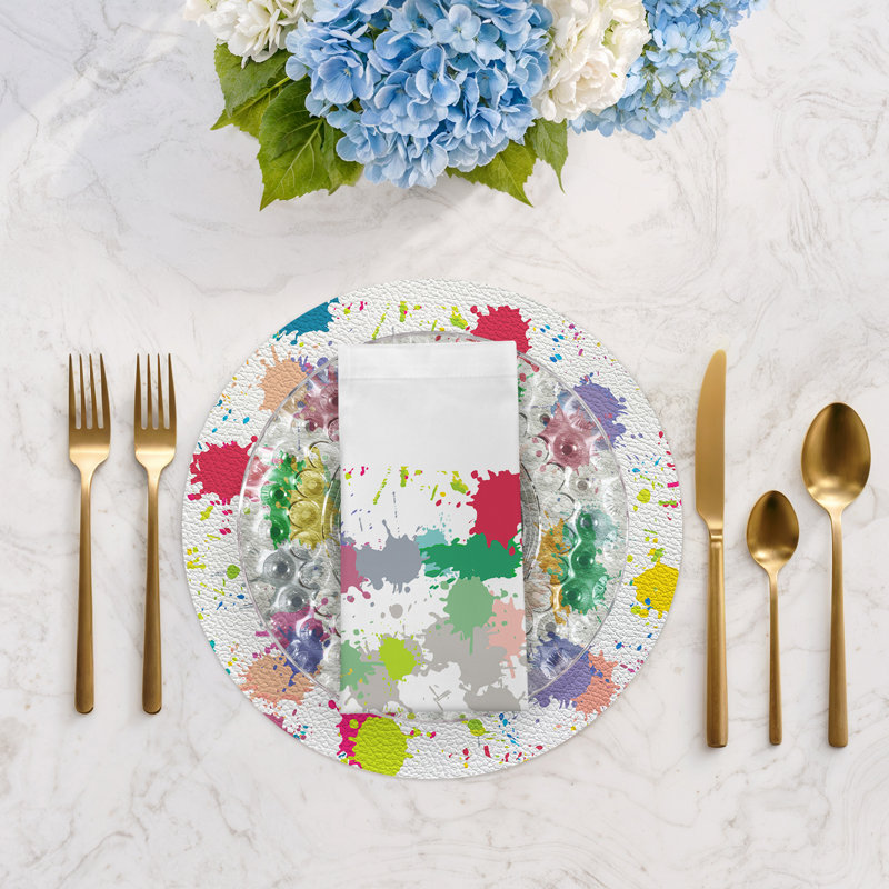 Paint Splatter Hemstitch 22" Linen/Cotton Napkin