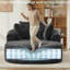 Canapé-lit surdimensionné en chenille 49,6 po noir, sans assemblage requis, avec accoudoirs et coussins-1326833402