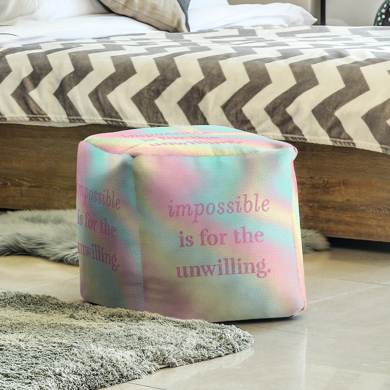 Upholstered Ottoman, Pastel Yellow/Pink/Blue