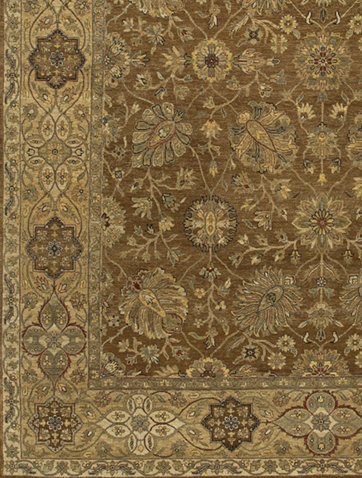 Tapis brun / vert clair Gvidas, Rectangulaire 8 pi x 10 pi