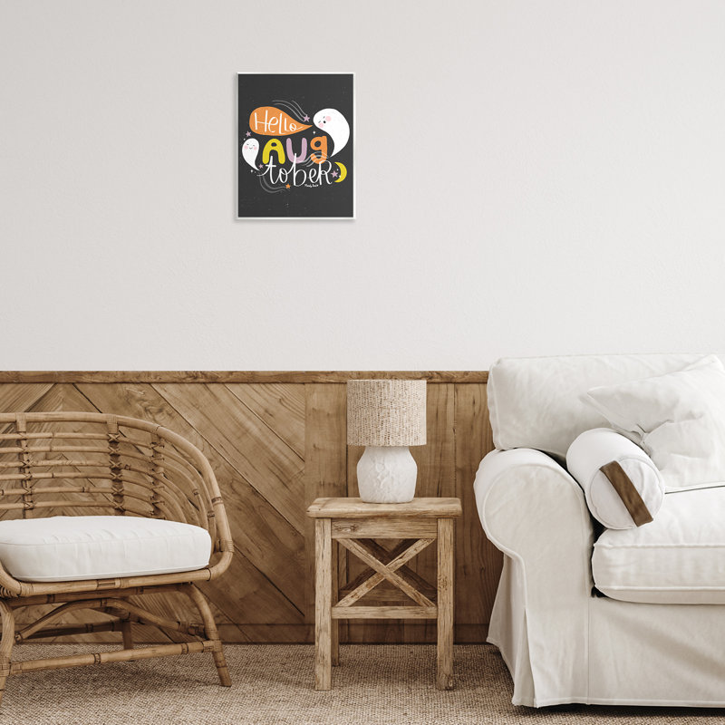 Plaque murale Hello Augtober avec fantômes, design par Mandy Ford Art + Illustration
