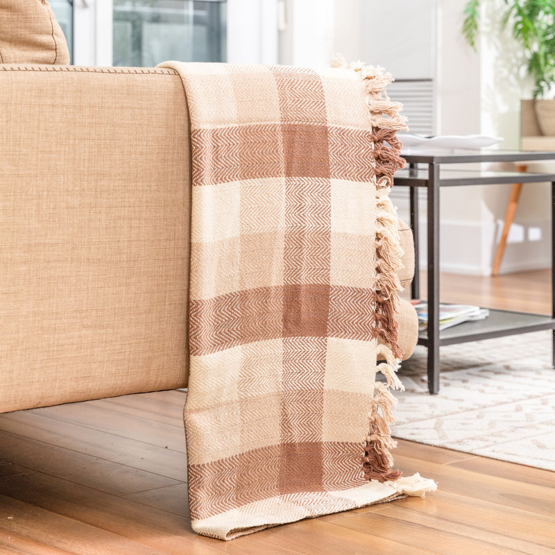 Martine Hand Woven Throw Blanket, Brown, 60" W x 50" D