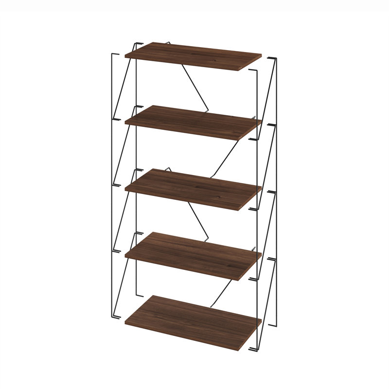 Rata 131.8cm H x 59.99cm W Metal Standard Bookcase, Columbia Walnut