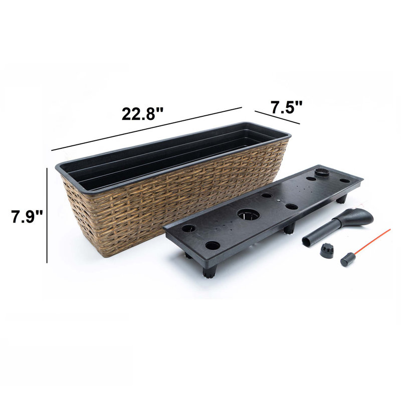 Smart Self-Watering Wicker Planters for All Plants, Enhancing Indoor and Outdoor Spaces, Brown