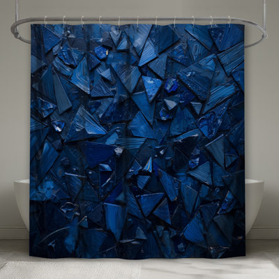 Rideaux de douche triangulaires bleus extra longs