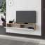 Meuble télé moderne en chêne saphir et blanc, 53,1 po x 9,8 po x 12,5 po | 100% panneau de particules enduit de mélamine, épaisseur: 0,7 pouce | Durable avec une capacité de 44 lb | Design élégant et fonctionnel pour le salon et les espaces de divertissement-1282374978-1282374976