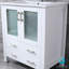 Ensemble de meuble-lavabo simple l 30 po x P 18,25 po, plateau en céramique blanche, miroir 28 po et ensemble de robinets en chrome Volez-51244966
