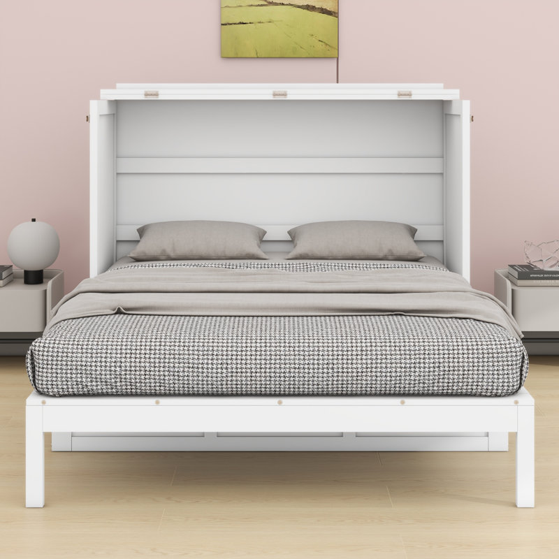 Murphy Bed With Large Drawers, White