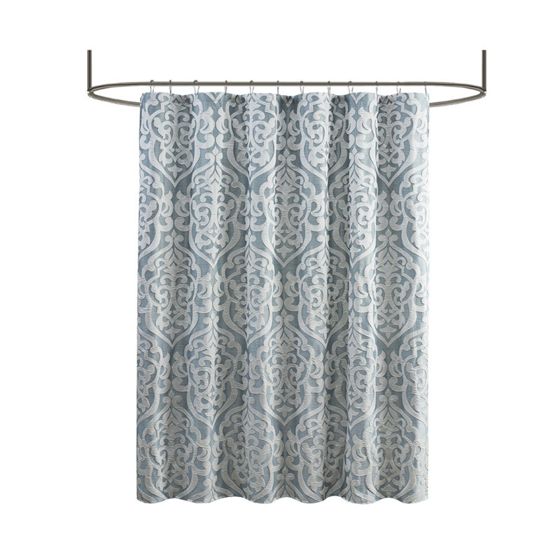 Rideau de douche jacquard, Argent / turquoise