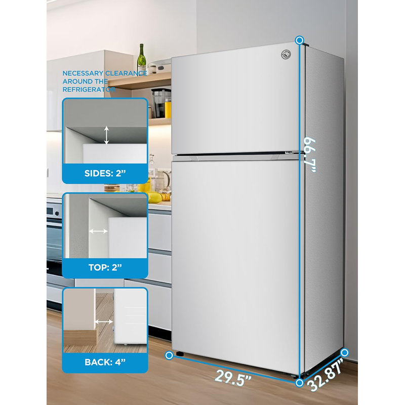 Commercial Cool 20 Cu. Ft. Top Mount Refrigerator with Ice Maker, 2-Door Refrigerator with Top Freezer, Freezer with Icemaker and Adjustable Temperature Control, ENERGY STAR, CCR2000GIMW, White