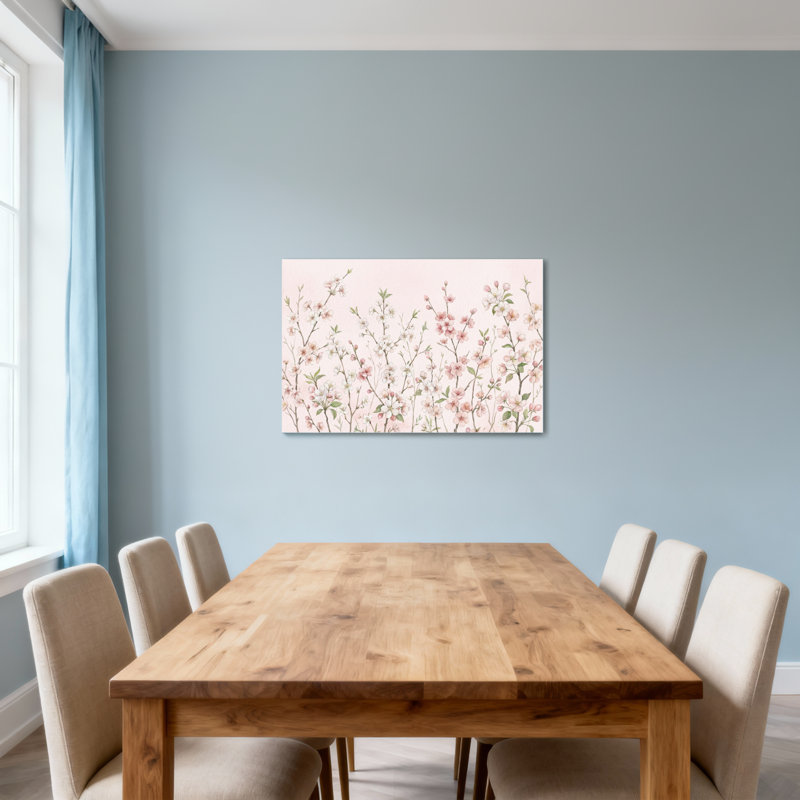 Plantes et fleurs, impression de fleurs roses, H 12 po x l 18 po