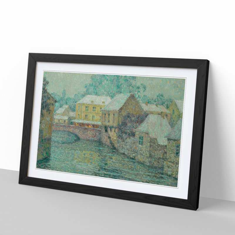 Snow upon the Houses by Henri Le Sidaner - Picture Frame Painting, Black Framed, 27cm H x 36cm W x 2cm D