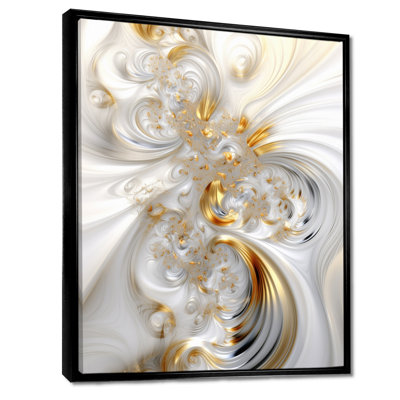 Whirling River Dynamics Gold And White II - Abstract Spirals Wall Art