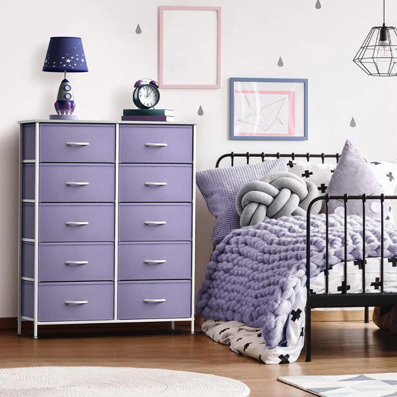Commode pour enfants avec 10 tiroirs Sorbus - Armoire de rangement pour vêtements, Mauve