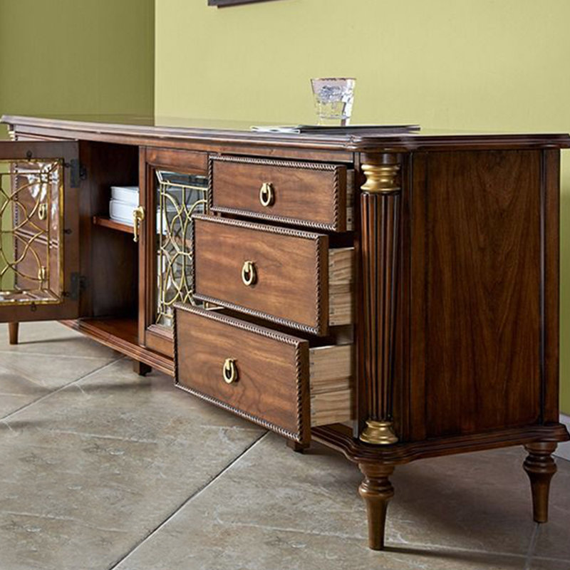 Crédence de rangement classique en bois massif de style américain de 78,74 po