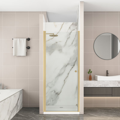 Porte de douche sans cadre l 24 à 26 po x H 72 po avec verre trempé transparent de 1/4 po