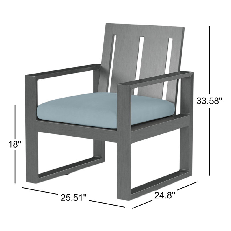 Chaise de patio avec coussin Georgie, Toile horizon Sunbrella®