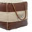 Brown Canvas Text Stuffed Pouf with Leather Accents