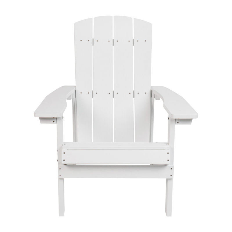 Commercial All-Weather Poly Resin Wood Adirondack Chair, White