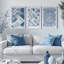 Motif géométrique abstrait bleu, impression sur toile, ensemble de 3-1162900667