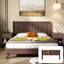 Tête de lit en noyer pour grand lit, style à oreilles avec panneau cannelé mural et détails 3D, surface réaliste, assemblage rapide en bois d'aspect moderne, stable à assembler-973060602-973060580