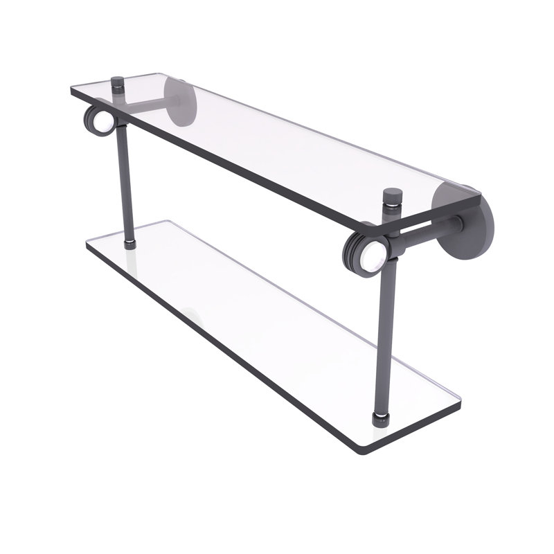 Margolis 2 Piece Glass Tiered Shelf, Matte Gray