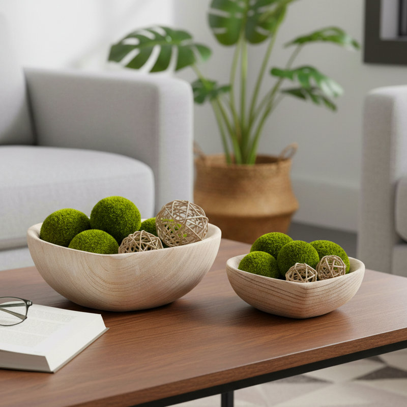Bols décoratifs en bois en forme de cœur pour décoration intérieure moderne - Bols décoratifs élégants pour table basse, salon ou chambre à coucher - ensemble de 2, 10 po, 9 po