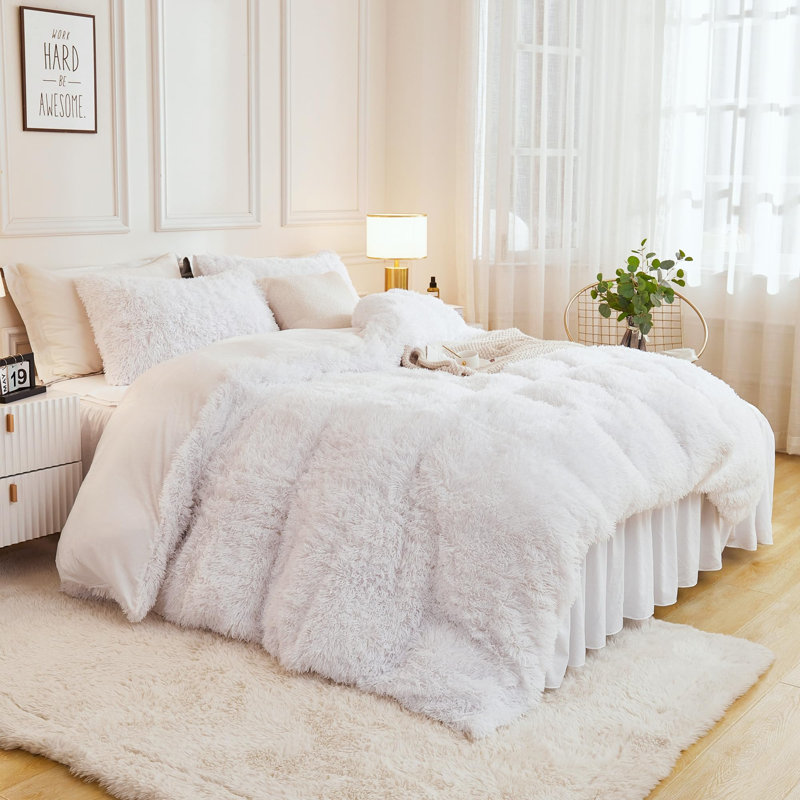 Ensemble d'édredon pour lit double Andency, Double (79 po x 90 po), Blanc